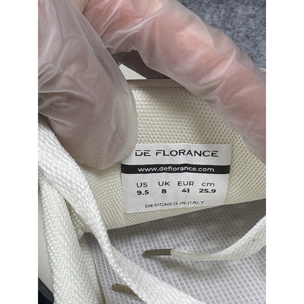 De Florance Low Top Sneakers 9.5 Cream Black Italian Design Platform Sole - Picture 8 of 9